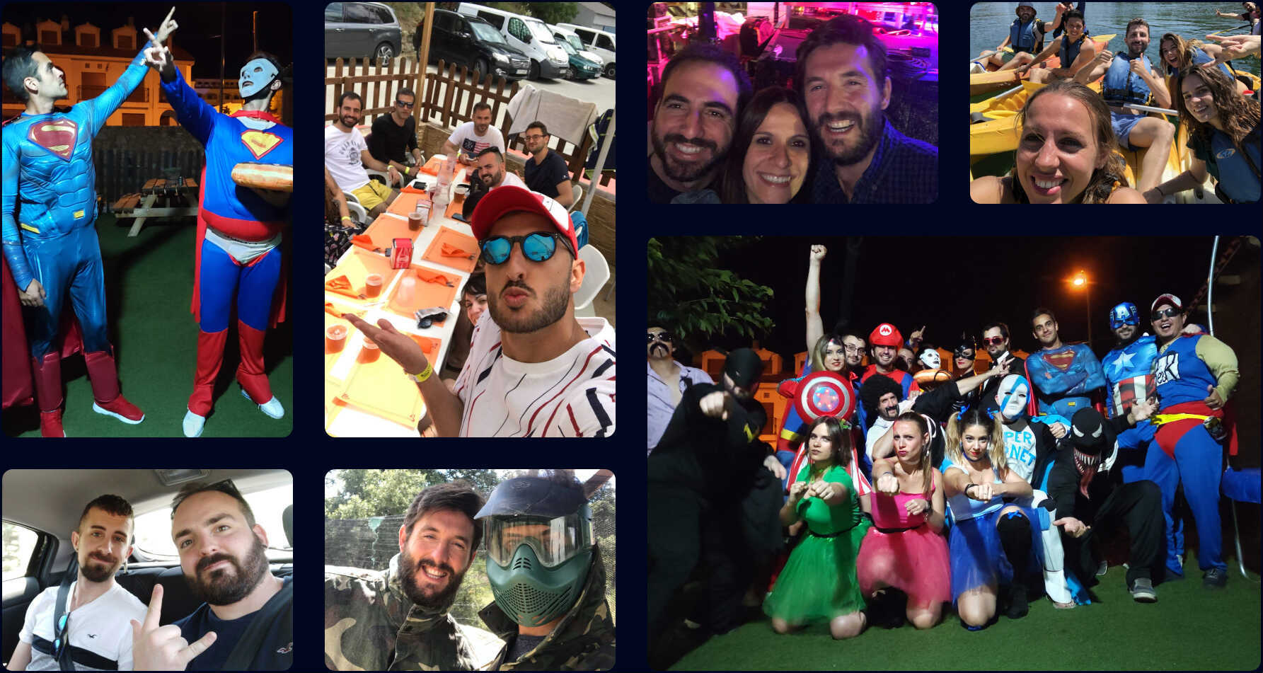 Varias imágenes del equipo de Scoreapps durante un teambuilding en verano