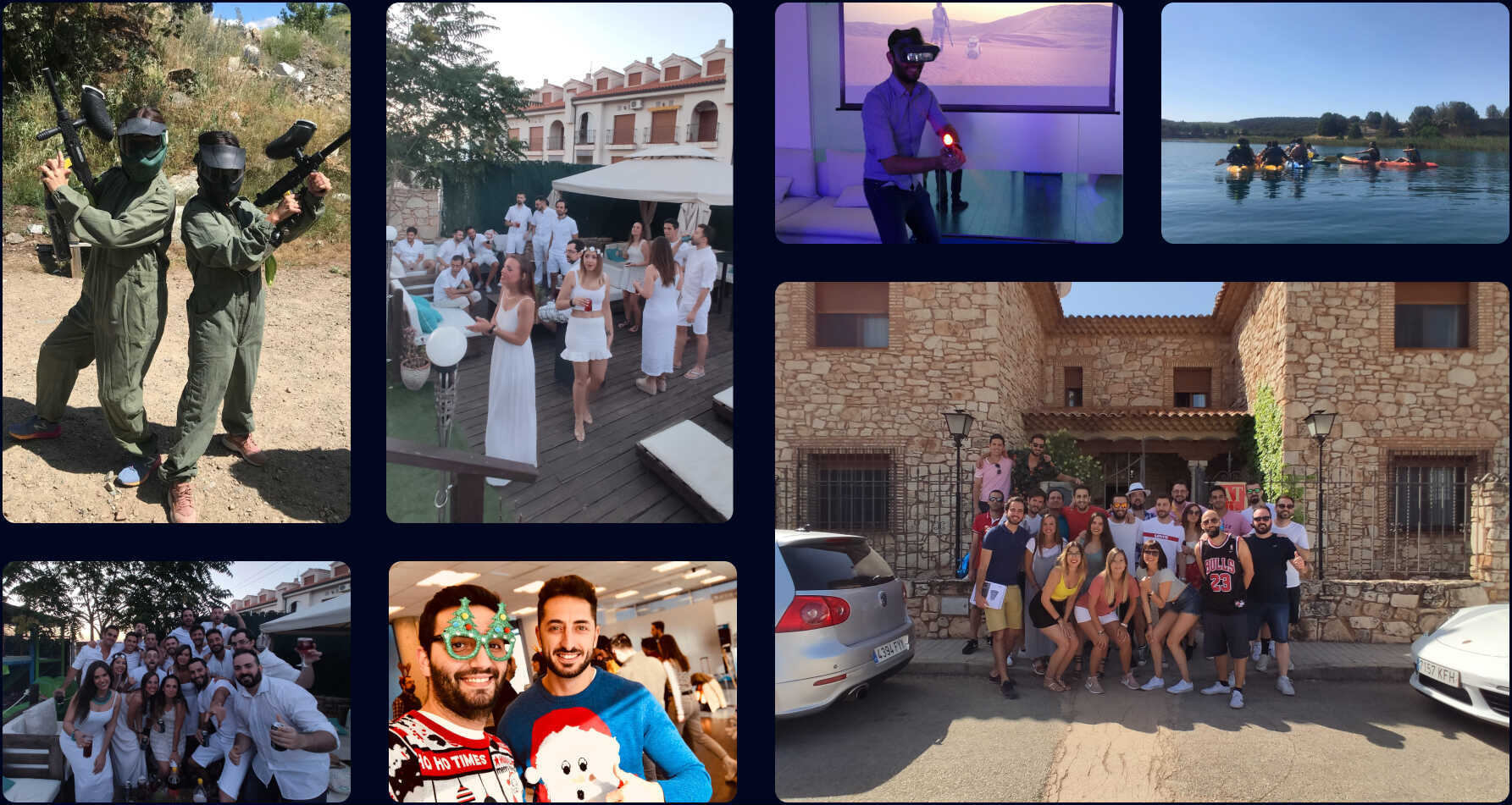 Varias fotografías del equipo de Scoreapps en actividades de equipo al aire libre