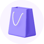 Icon of a purple shopping bag to represent physical products