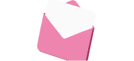 Icono de un sobre rosa para representar la función de newsletter