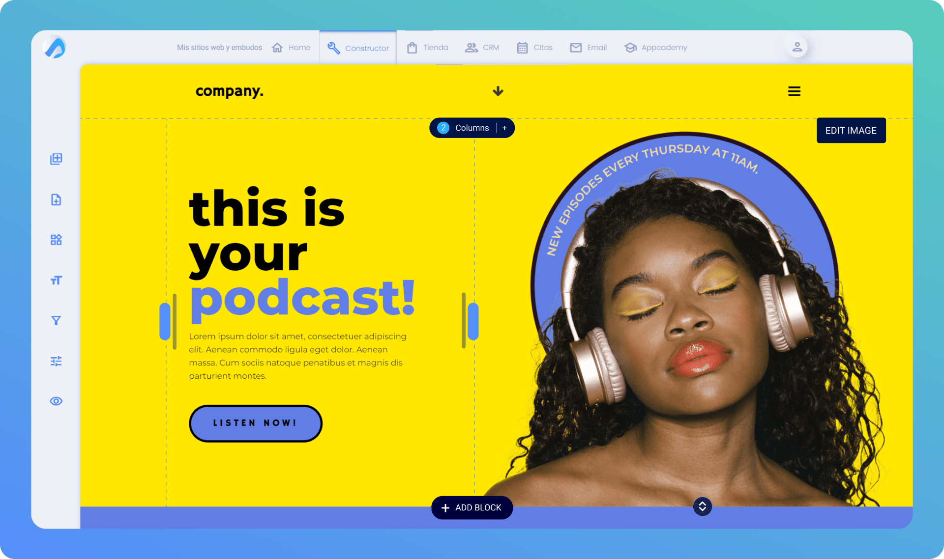 Constructor visual de webs y landing pages de Scoreapps