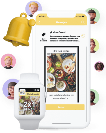 La revolución en tu App Una mano sujetando un teléfono móvil y un ordenador con el App builder de Scoreapps