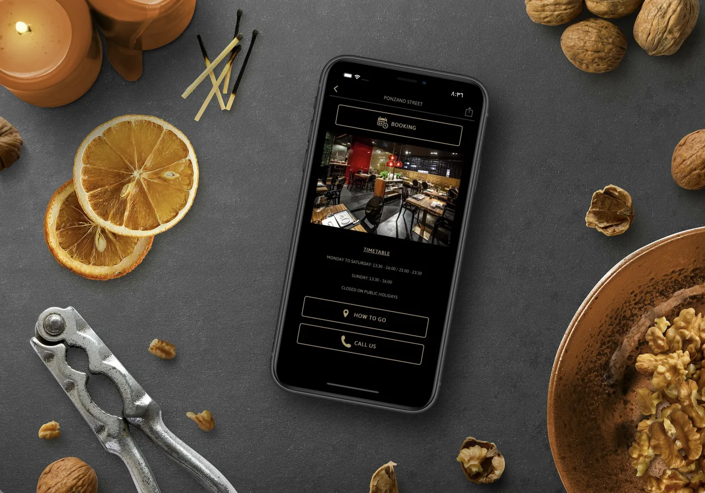 App móvil de 99 Sushi Bar creada con Scoreapps, con la ficha del restaurante de Ponzano: reservas, horarios, cómo llegar y llamar.