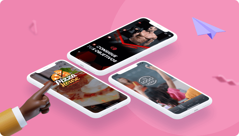 Mockups de móviles que muestran la demo de una app para un restaurante de App-easy